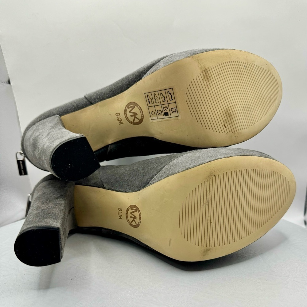 EUC Michael Michael Kors Grey Suede Platform Block‎ Heel Booties Size 8.5 - Picture 8 of 12